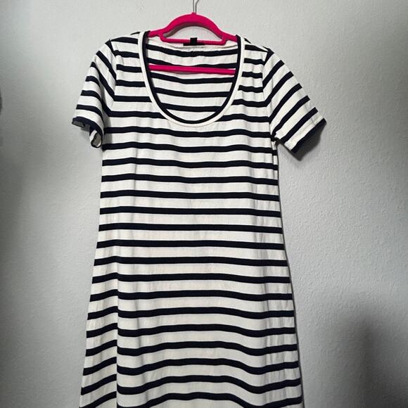 J. Crew Women's Navy Blue White Striped Knit Midi Dress Nautical Prep Size Med - Picture 6 of 15